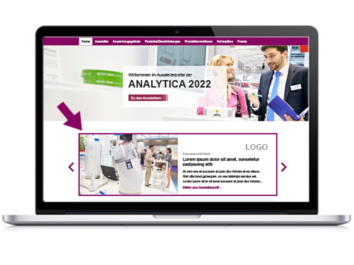 Ihr Teaser auf der Startseite des Ausstellerportals