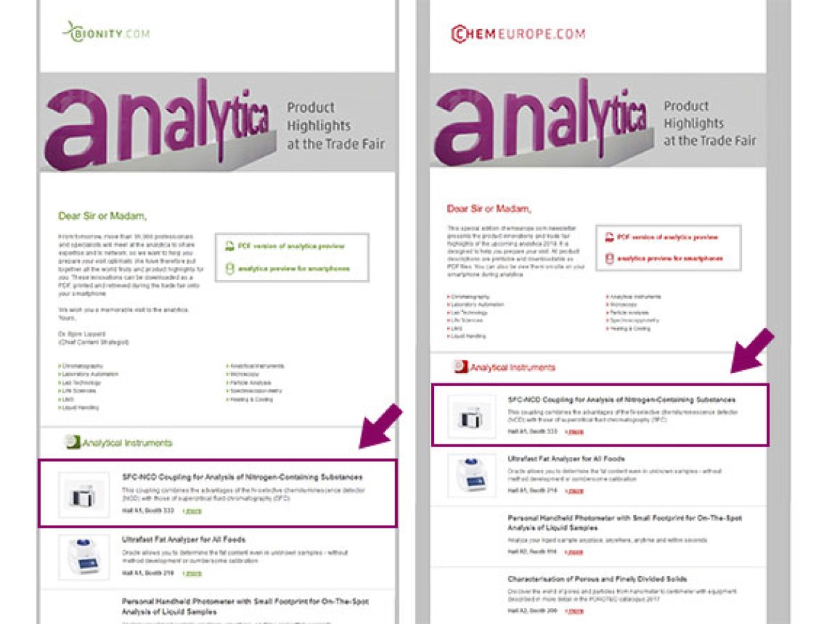 Your product reference in the newsletter