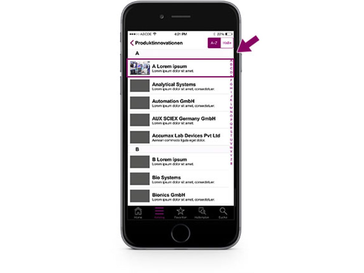 Your top of the list placement in the analytica app